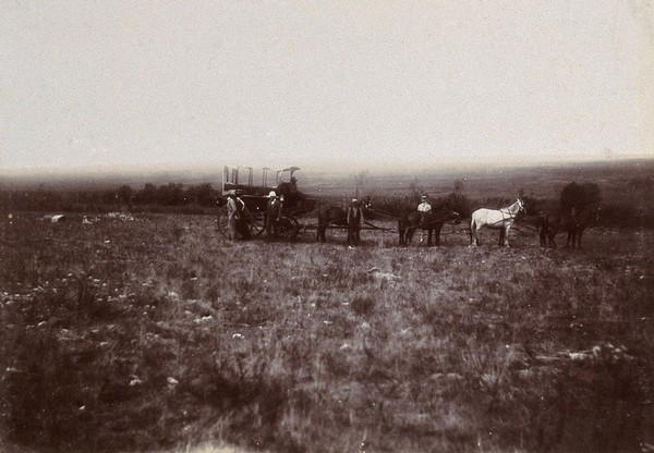 South Africa: English tourists at the battlefield at Doornkop. 1896.