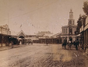 view South Africa: a street scene in Kimberley. 1896.