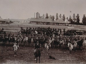 view South Africa: Australian mounted soldiers. Photograph by Barnett, 1896.