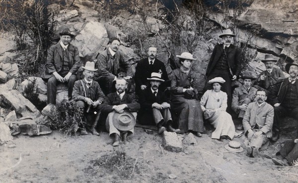 South Africa: members of an English geological party. Photograph by Dr Tempest Anderson, 1905.