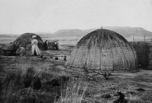 view Colenso, South Africa: African kraal huts. Photograph by Hon. Geoffrey L. Parsons, 1905.