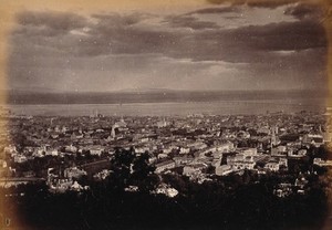 view Montreal, Quebec: elevated view of the city taken from Mount Royal Park. Photograph, ca. 1880.