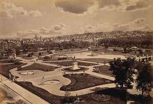 view The Boston Public Garden, Boston, Massachusetts: an elevated view. Photograph, ca. 1880.