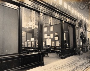 view The 1904 World's Fair, St. Louis, Missouri: the Catholic University of America exhibit. Photograph, 1904.