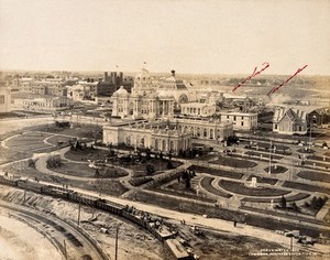 view The 1904 World's Fair, St. Louis, Missouri: exposition buildings: elevated view. Photograph, 1904.