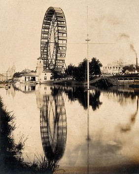 The 1904 World's Fair, St. Louis, Missouri: the Ferris wheel and the lagoon. Photograph, 1904.