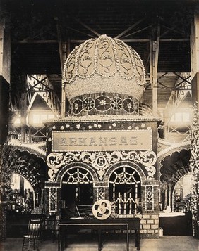 The 1904 World's Fair, St. Louis, Missouri: an Arkansas exhibit of a decorative dome. Photograph, 1904.