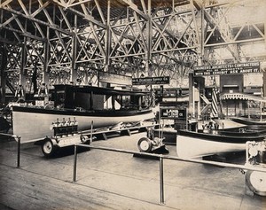 view The 1904 World's Fair, St. Louis, Missouri: boats produced by the Lamb Boat and Engine Company, Iowa. Photograph, 1904.