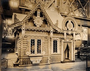 view The 1904 World's Fair, St. Louis, Missouri: a Russian exhibit: a decorative wooden house. Photograph, 1904.