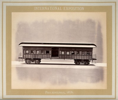 Philadelphia International Exposition, 1876: American Civil War Army of the Cumberland train carriage: the hospital car: a model. Photograph, 1876.