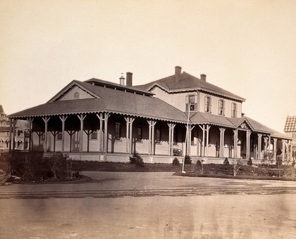 Hospital of the Medical Department of the U.S. Army, Philadelphia: exterior. Photograph, 1876.