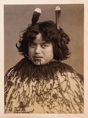 view New Zealand: a Maori woman. Albumen print by Pulman Photo.