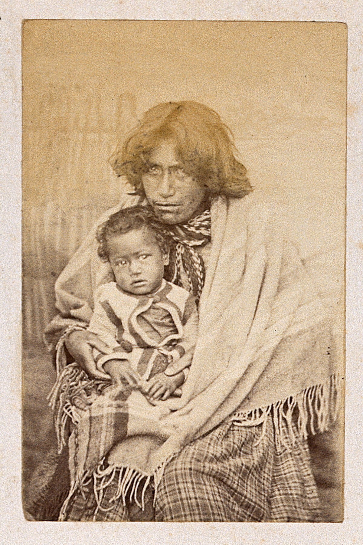 New Zealand A Maori Woman And Child Albumen Print Wellcome