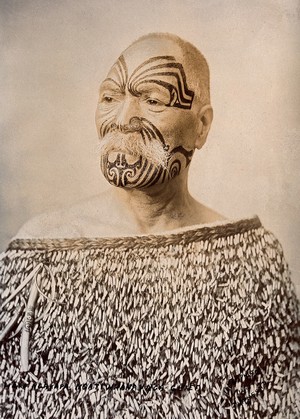 view New Zealand: Hori Ngakapa, Maori chief of the Ngatiwhanaunga tribe. Albumen print by Iles Photo.