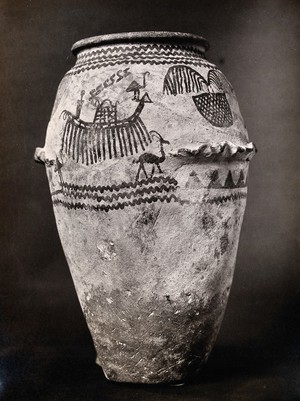 view A carved pot (from New Zealand?). Albumen print.