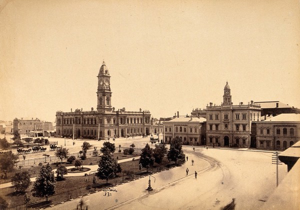 Adelaide, South Australia: Victoria Square. Albumen print by S.W. Sweet.