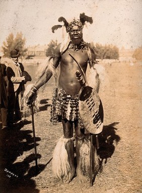 Africa: an African man. Albumen print by Barnett.