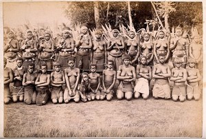 view South Africa: a group of African women and children. Albumen print.