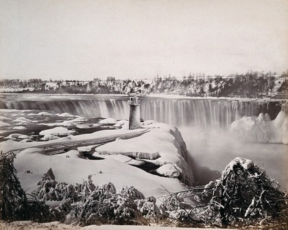 Niagara Falls, Canada: the Horseshoe (or Canadian) Fall, in winter. Photograph by Francis Frith, ca. 1880.