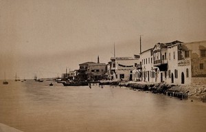 view Scala Mole, near Larnaca, Cyprus: the harbour. Photograph, ca. 1880.