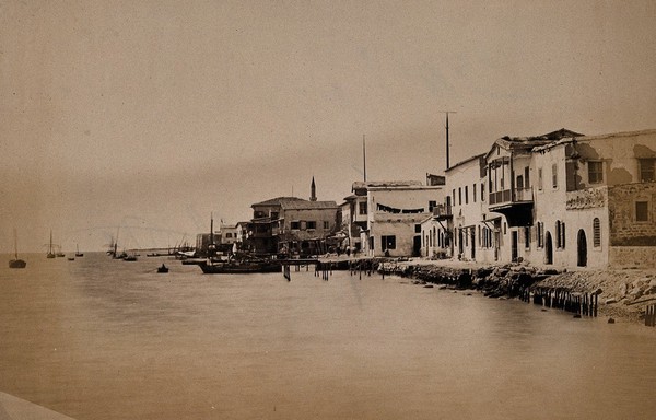 Scala Mole, near Larnaca, Cyprus: the harbour. Photograph, ca. 1880.