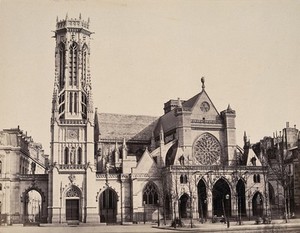 view Église Saint-Germain-l'Auxerrois, Paris. Photograph by Achille Quinet, ca. 1870.