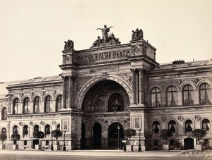 view Palais de l'Industrie, Paris, France. Photograph by Achille Quinet, ca. 1870.