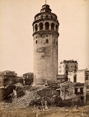 view The Galata Tower, Istanbul, Turkey. Photograph by Guillaume Berggren, ca. 1880.