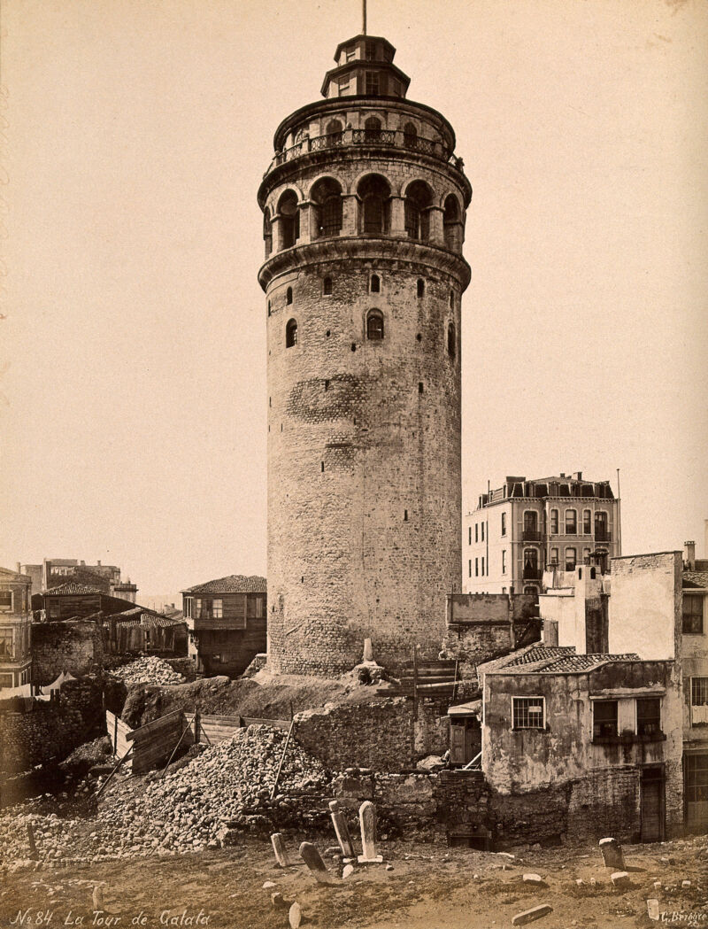 The Galata Tower, Istanbul, Turkey. Photograph by Guillaume Berggren, ca. 1880., 1880, by Guillaume Berggren
