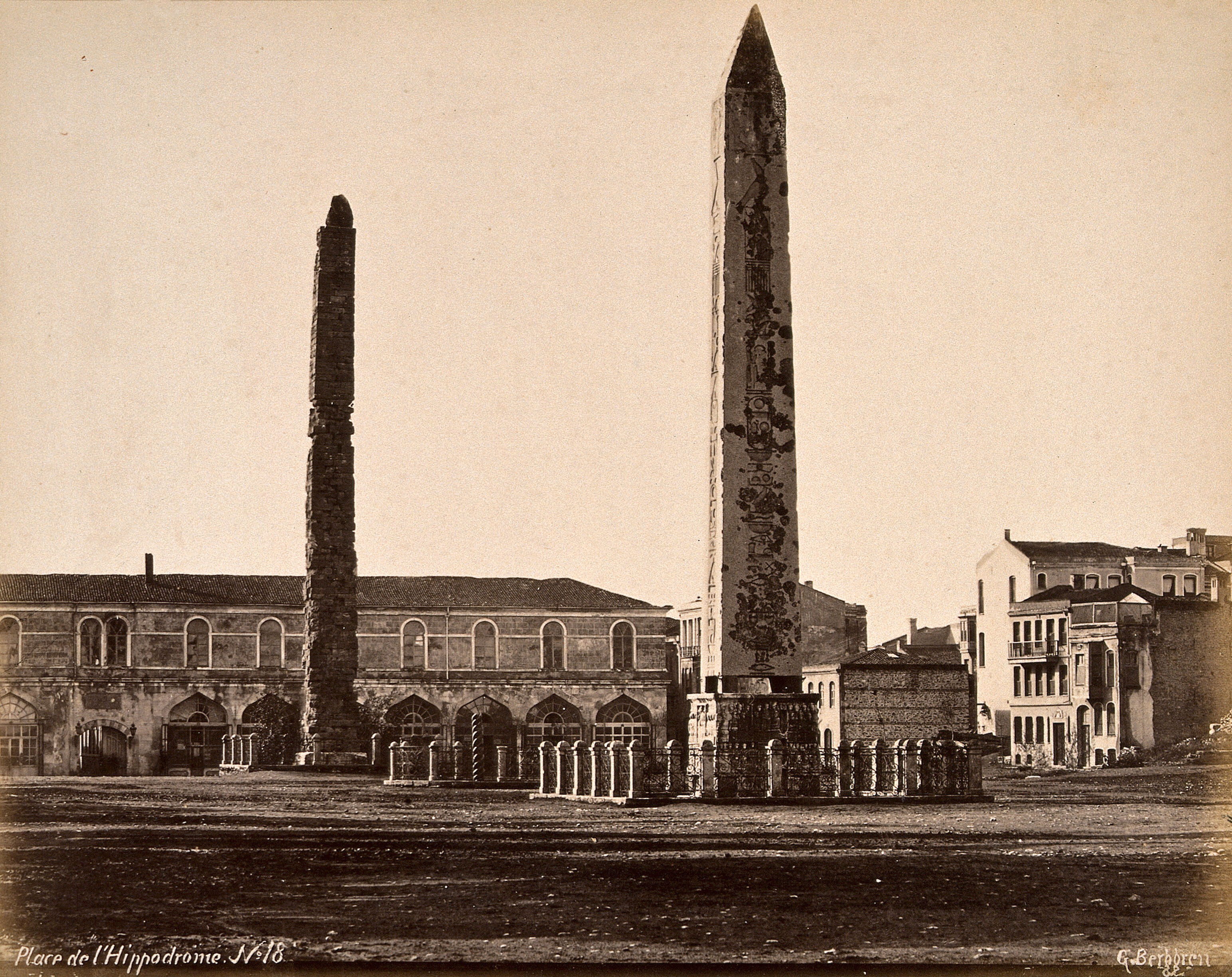 The Hippodrome Istanbul Turkey The Obelisk Of Theodosius Right The Serpent Column Centre And The Column Of Constantine Porphyrgenitus Left Photograph By Guillaume Berggren Ca 1880 Wellcome Collection