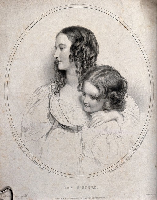 A portrait of two sisters. Engraving by C.W. Wass after Sir William Ross R.A.