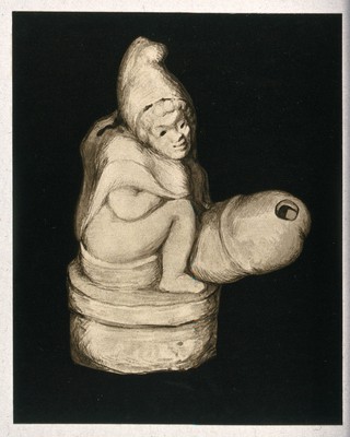 A figure in the form of a phallic motif. Process print, 1921.