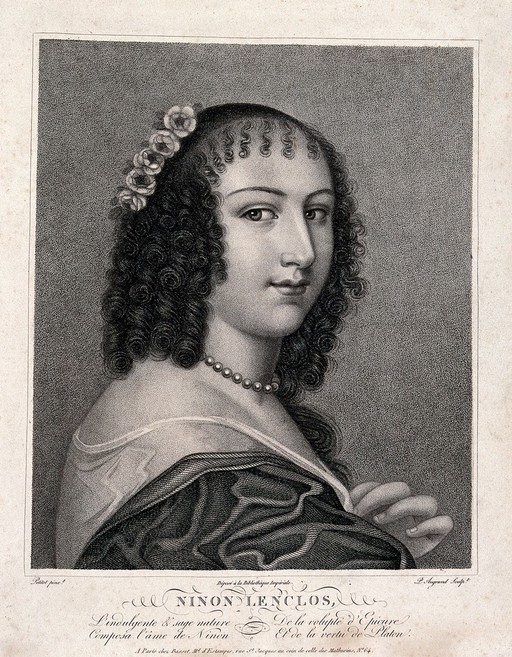 A portrait of a woman who possesses many attributes. Engraving by P. Augrand after J. Petitot.