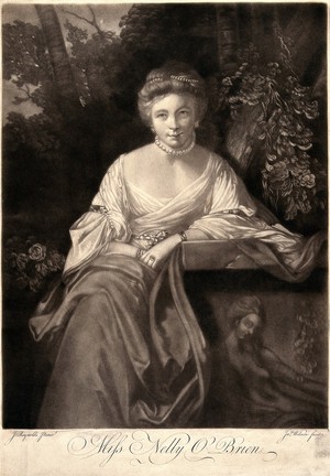 view Nelly O'Brien. Mezzotint by J. Wilson after Sir J. Reynolds.