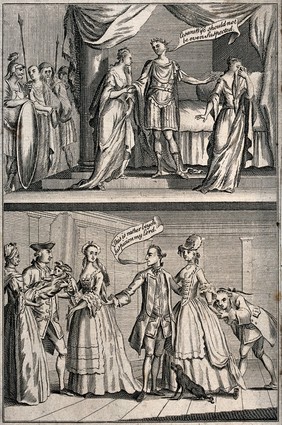 The third Duke of Grafton divorcing his first wife on the grounds of her adultery compared with Julius Caesar repudiating his wife. Etching.