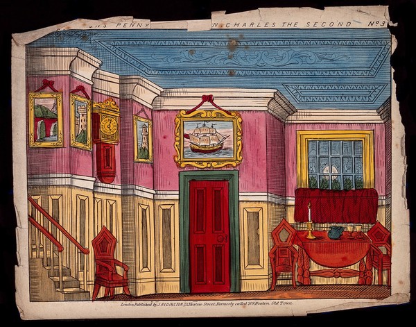 Scenery to be used in a toy theatre. Coloured lithograph.