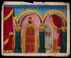 view Scenery to be used in a toy theatre. Coloured lithograph.