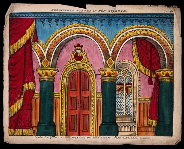 Scenery to be used in a toy theatre. Coloured lithograph.