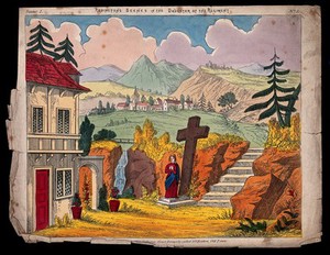 view Scenery to be used in a toy theatre. Coloured lithograph.