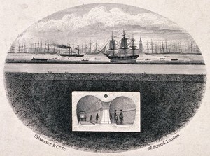 The Thames River London A Cross Section Of The First Tunnel Under The River Shipping In The River And Rotherhithe Beyond Engraving By Silvester Co Ca 1830 Wellcome Collection