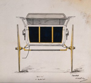 view A Lowther cart: back view. Coloured pen and ink drawing by Hamshaw.