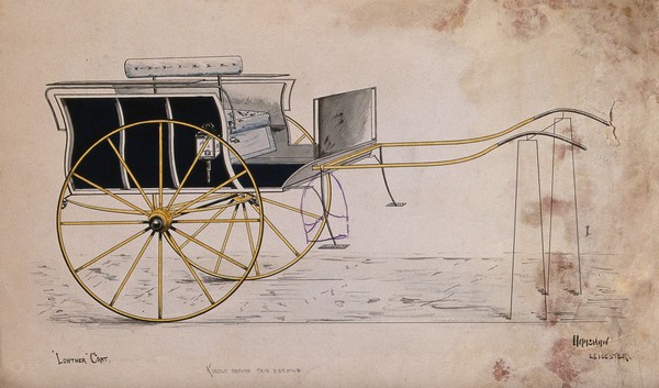 A Lowther cart: side view. Pen and ink drawing by Hamshaw.