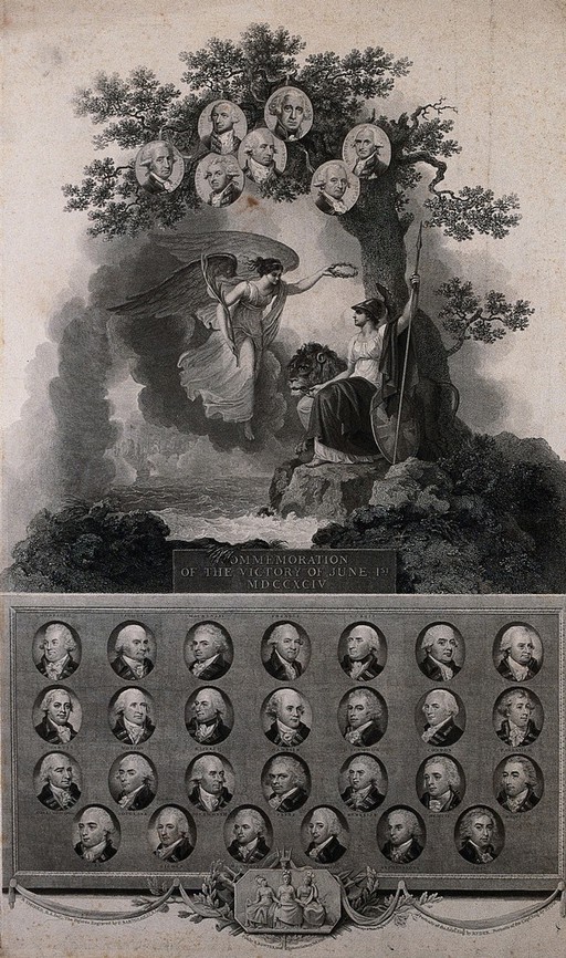 An angel appears to a helmeted man sitting under a tree, accompanied by a lion. Engraving by F. Bartolozzi after R. Smirke.