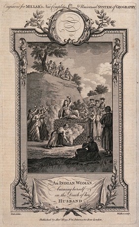 Suttee. Engraving by Walker, 1785, after S. Wale.