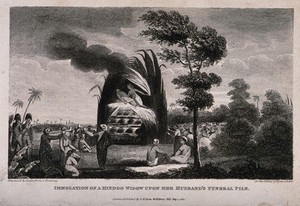 view Suttee. Engraving by Lester, 1820.