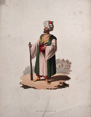 view A Turkish executioner. Coloured aquatint by I.H. Clark, 1818.