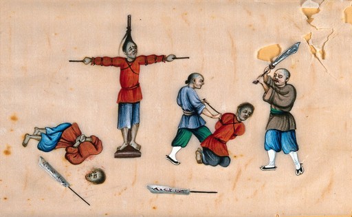 Three Chinese men being tortured and executed