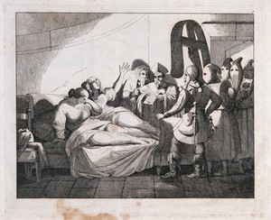 Beatrice Cenci and her stepmother in bed in prison in Rome hear