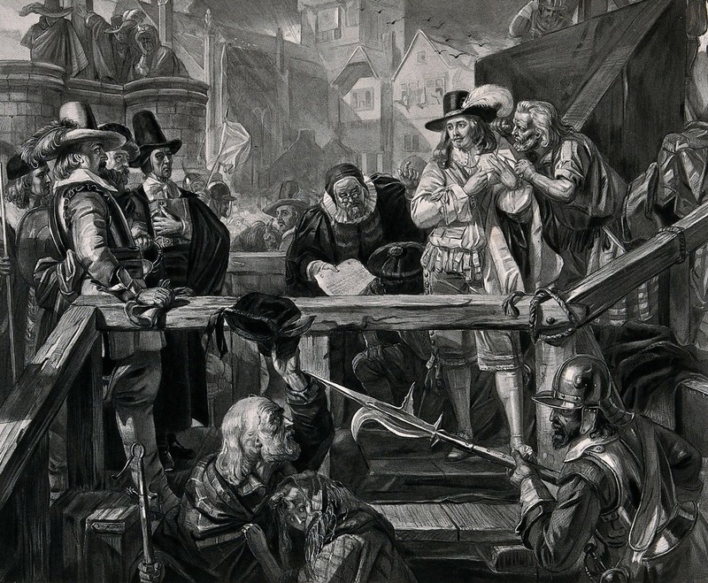 James Graham Marquess of Montrose on the way to his execution in the marketplace of Edinburgh. Process print after E. M. Ward., by Edward Matthew Ward