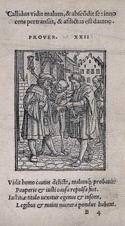 The dance of death: the advocate. Woodcut by Hans Holbein the younger.